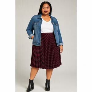 WHY Dress Pleated Metallic Stripe Skirt | XL & XXL